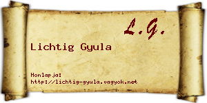 Lichtig Gyula névjegykártya